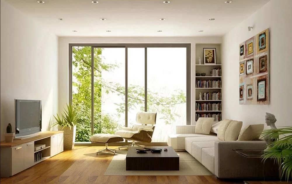 Mẫu thiết kế phòng khách đẹp gần gũi thiên nhiên